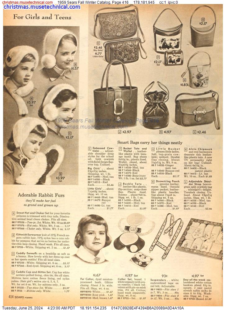 1959 Sears Fall Winter Catalog, Page 416