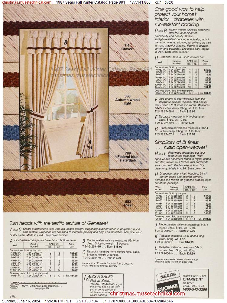 1987 Sears Fall Winter Catalog, Page 891
