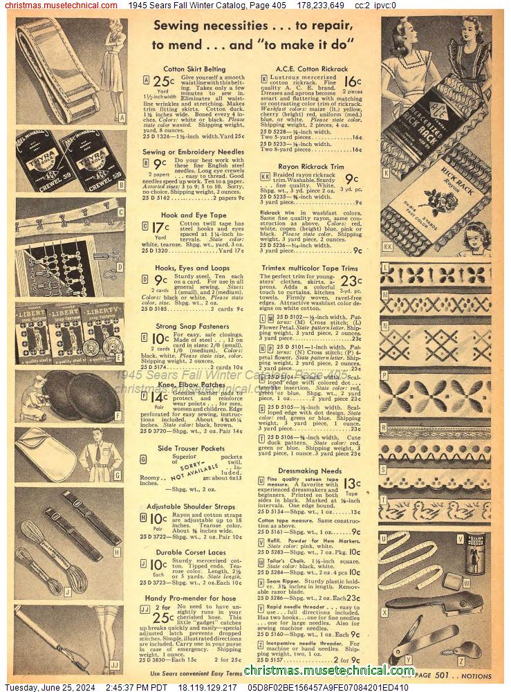 1945 Sears Fall Winter Catalog, Page 405
