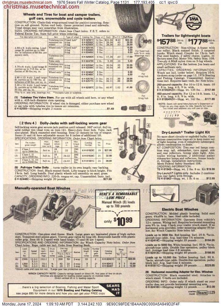 1976 Sears Fall Winter Catalog, Page 1131