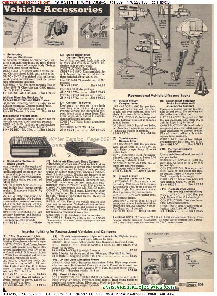 1978 Sears Fall Winter Catalog, Page 809
