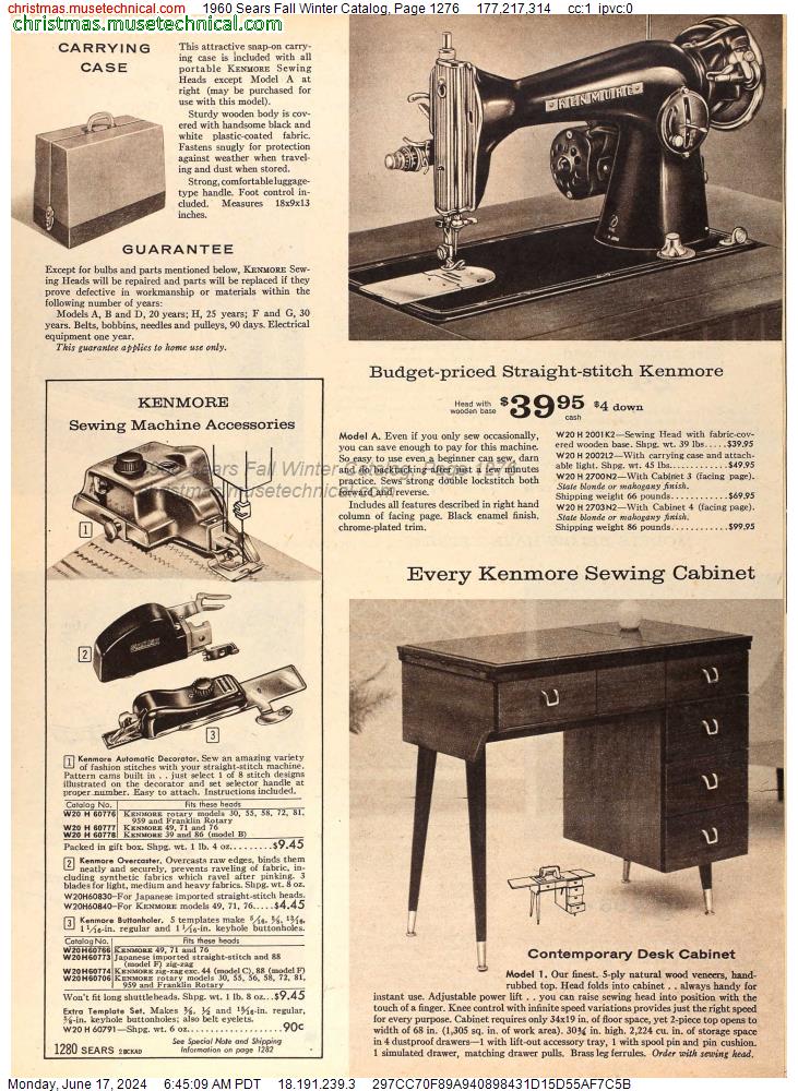 1960 Sears Fall Winter Catalog, Page 1276