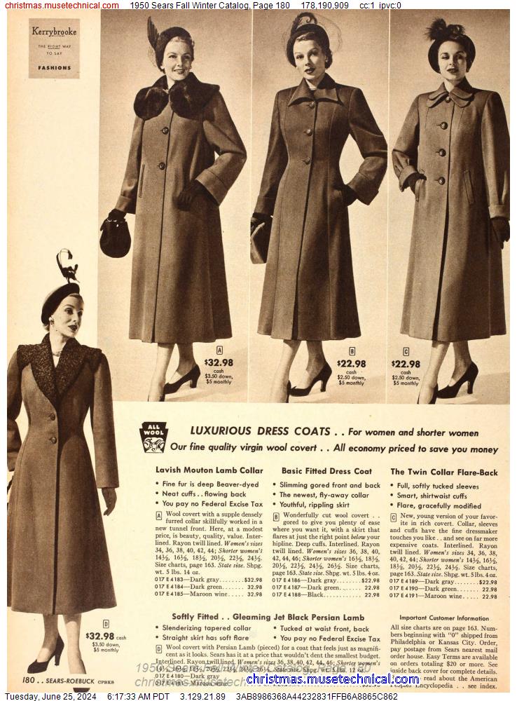 1950 Sears Fall Winter Catalog, Page 180