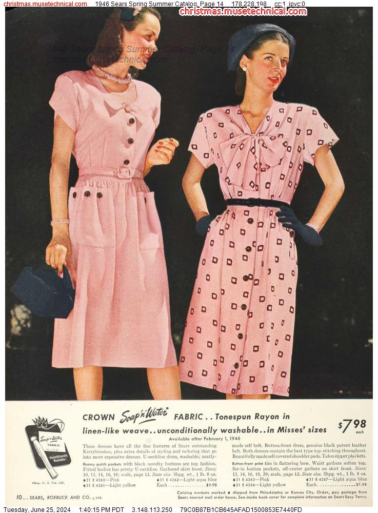 1946 Sears Spring Summer Catalog, Page 14