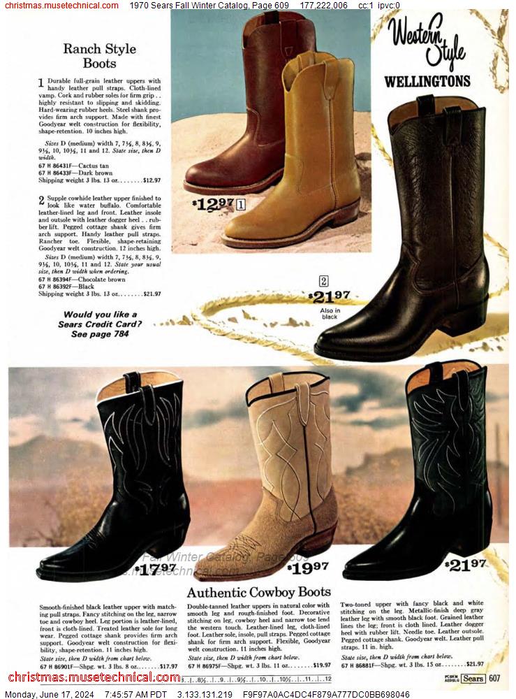 1970 Sears Fall Winter Catalog, Page 609