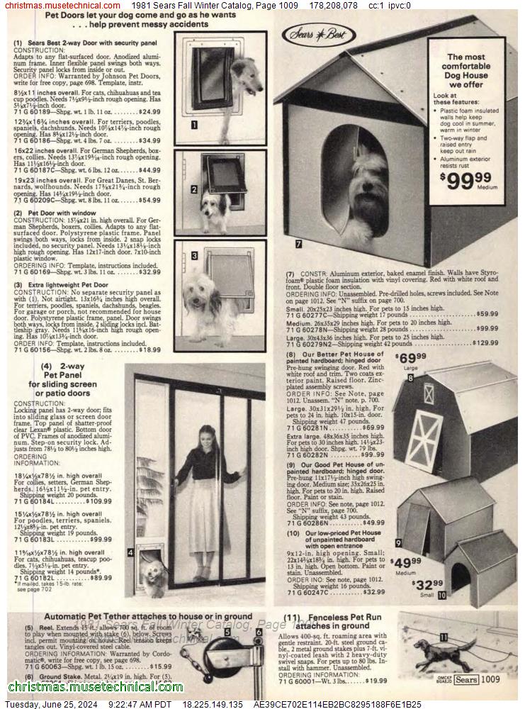 1981 Sears Fall Winter Catalog, Page 1009