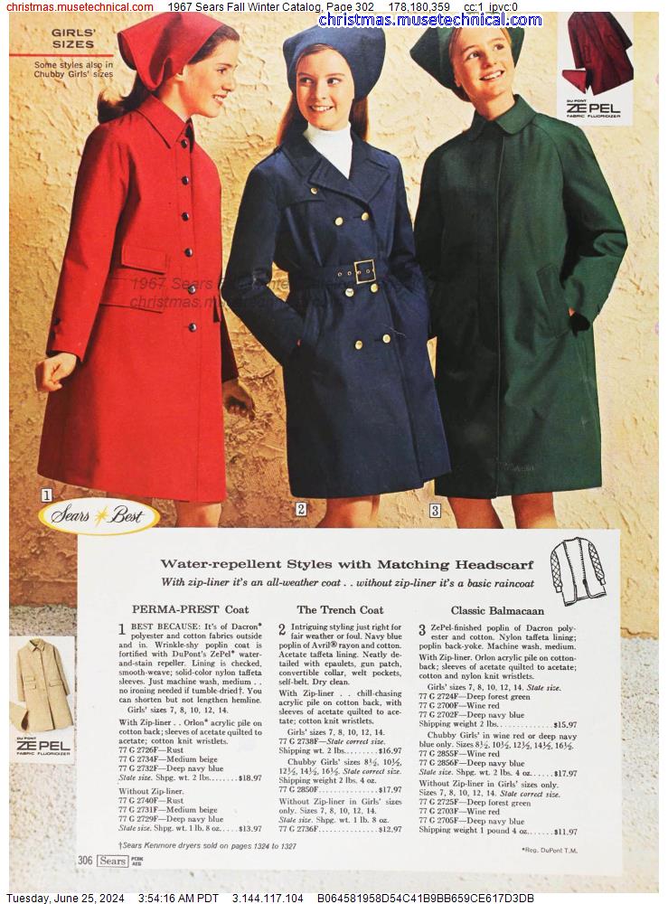 1967 Sears Fall Winter Catalog, Page 302