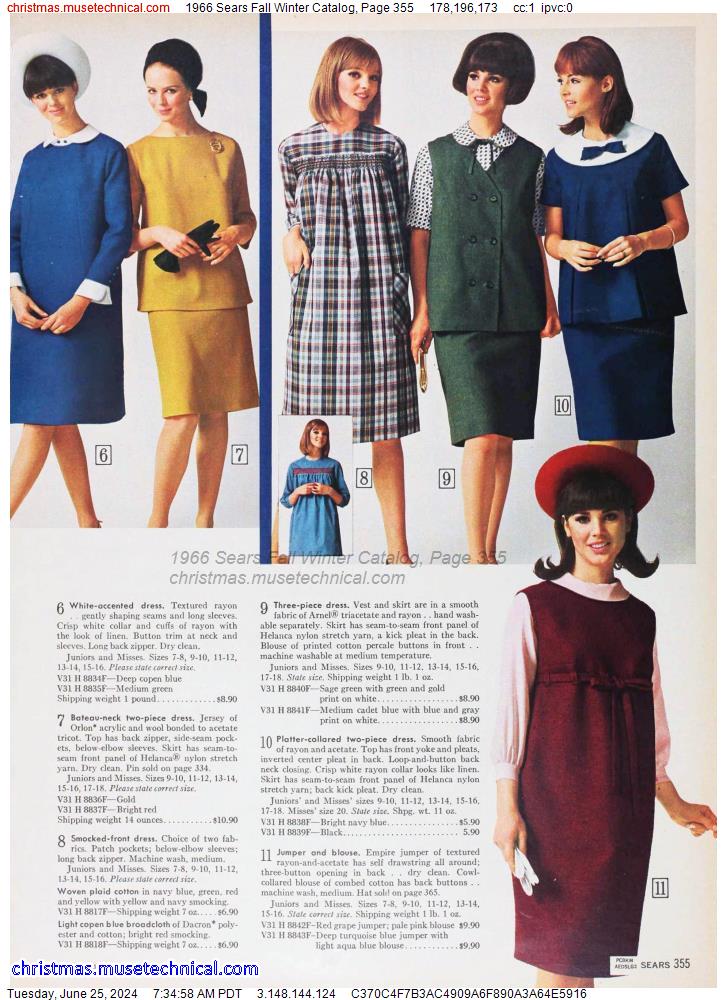 1966 Sears Fall Winter Catalog, Page 355