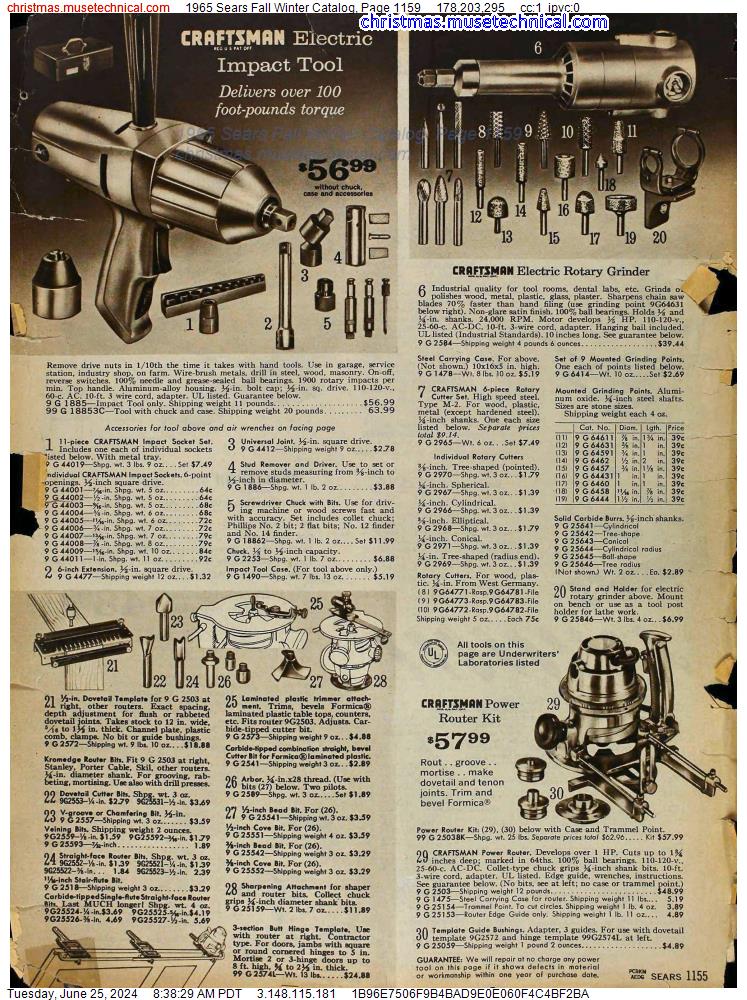 1965 Sears Fall Winter Catalog, Page 1159
