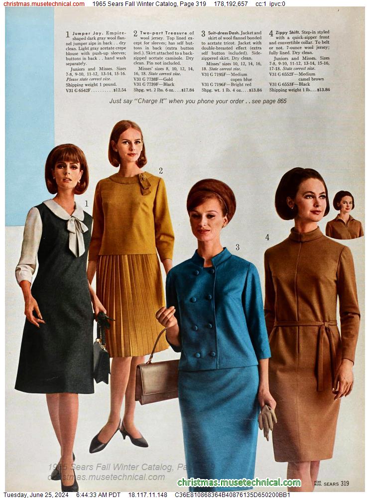 1965 Sears Fall Winter Catalog, Page 319