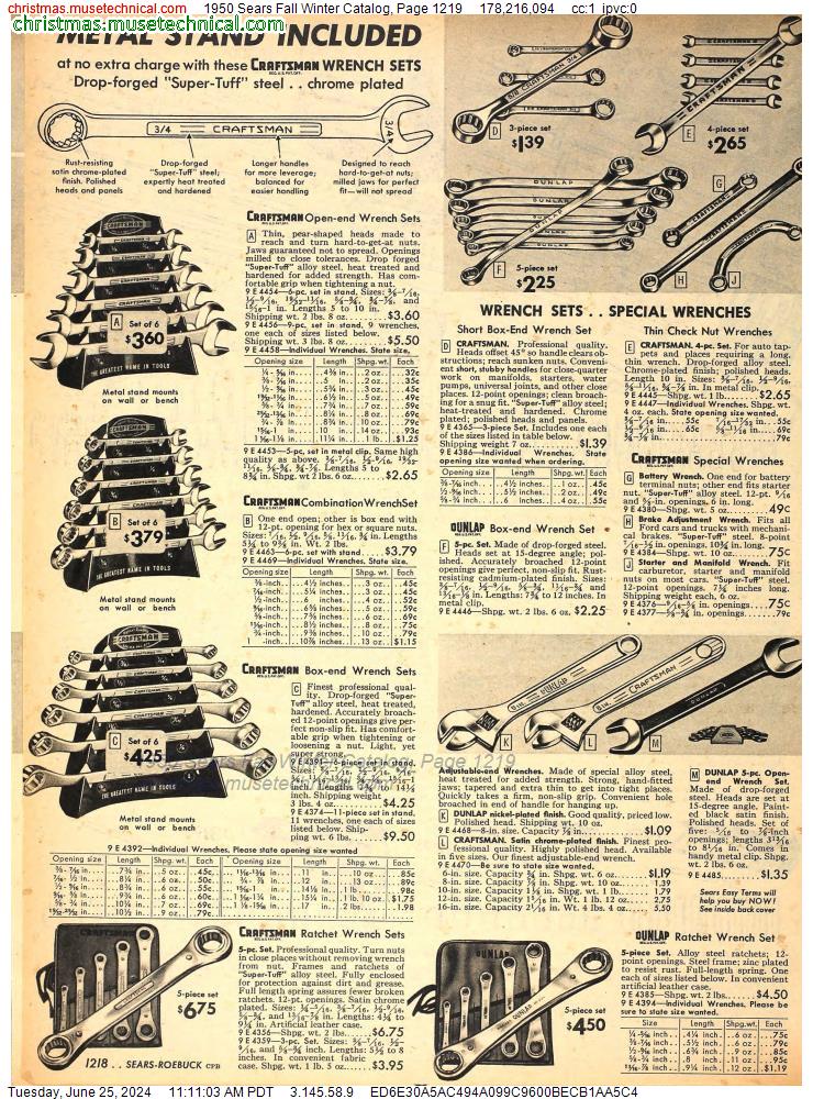 1950 Sears Fall Winter Catalog, Page 1219