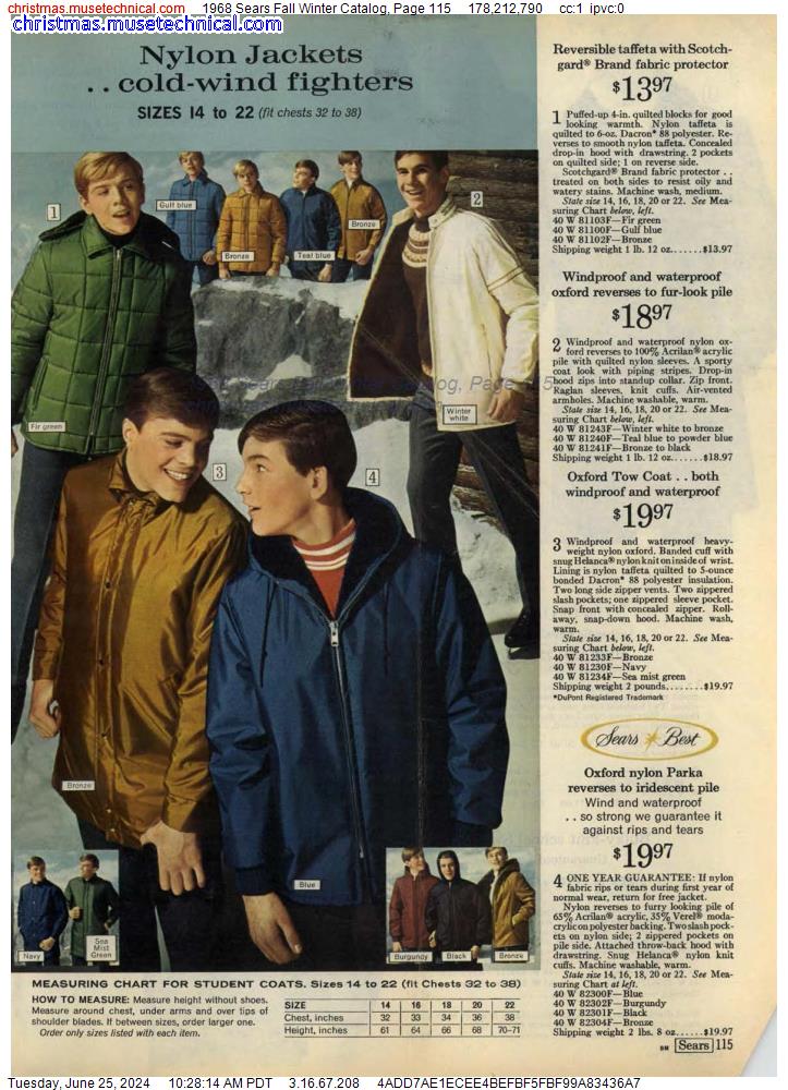 1968 Sears Fall Winter Catalog, Page 115