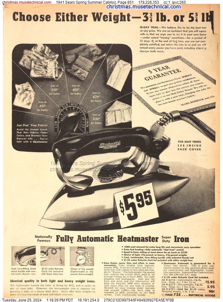1941 Sears Spring Summer Catalog, Page 851