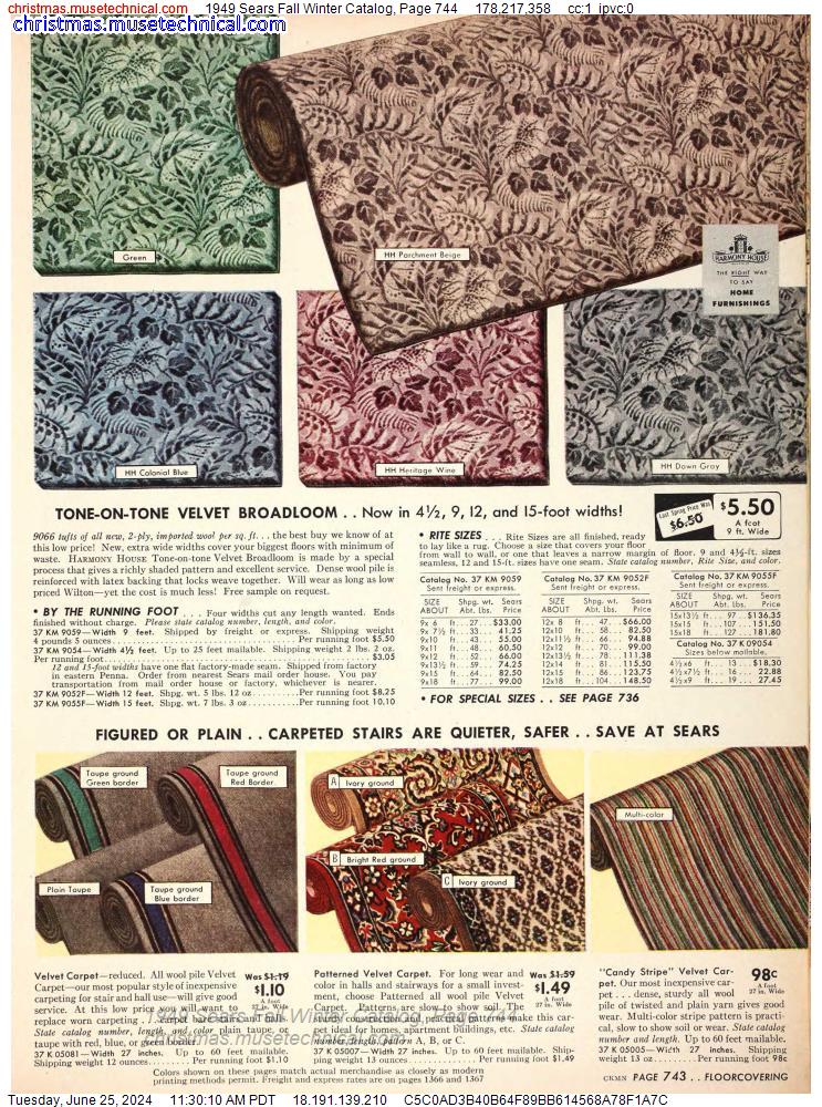 1949 Sears Fall Winter Catalog, Page 744