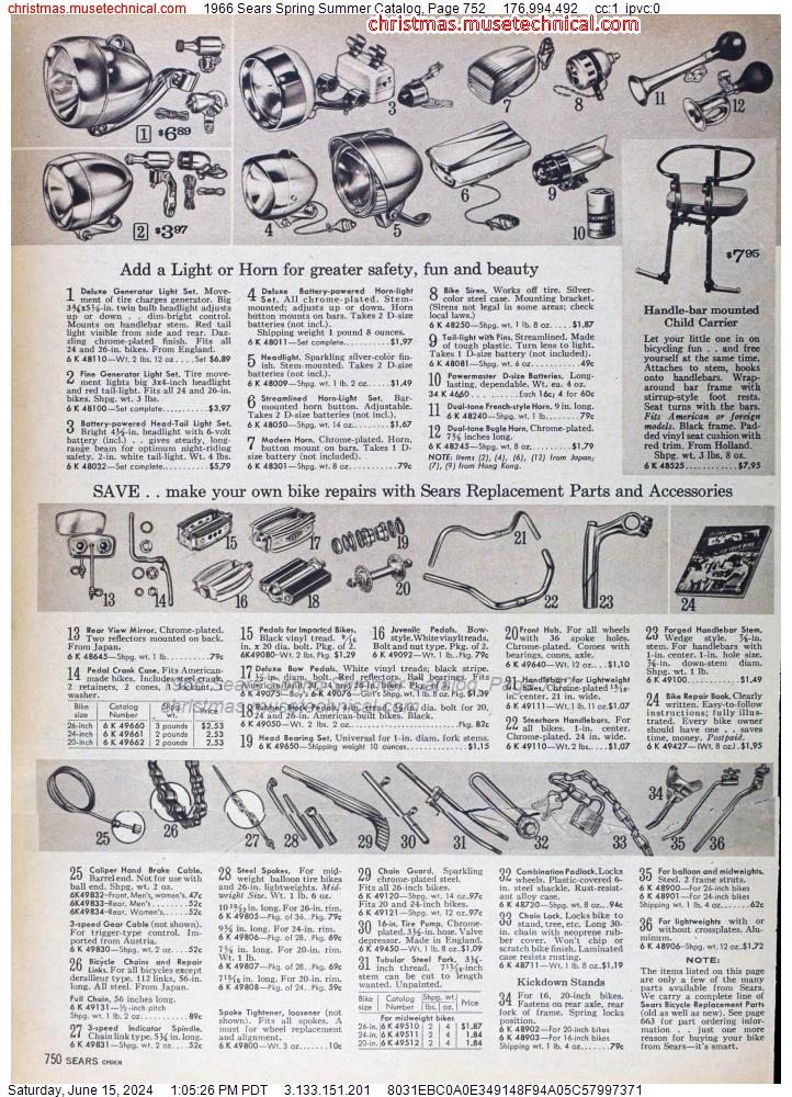 1966 Sears Spring Summer Catalog, Page 752