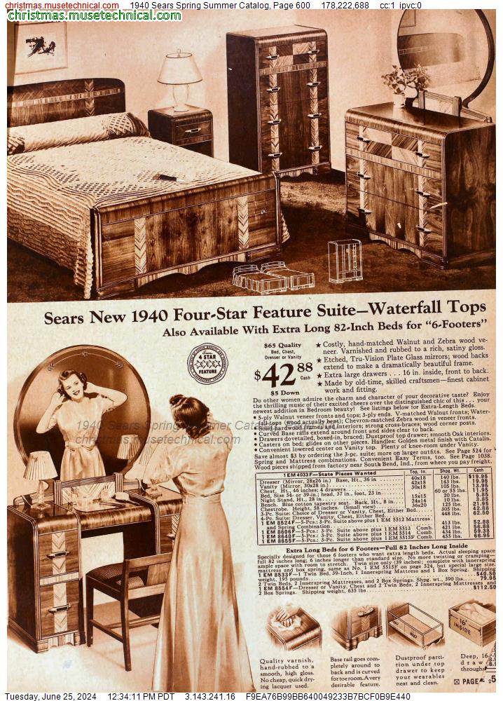 1940 Sears Spring Summer Catalog, Page 600