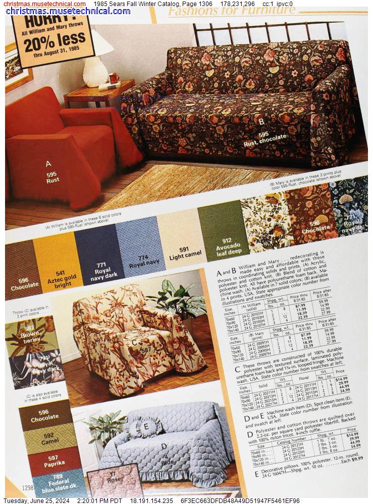 1985 Sears Fall Winter Catalog, Page 1306