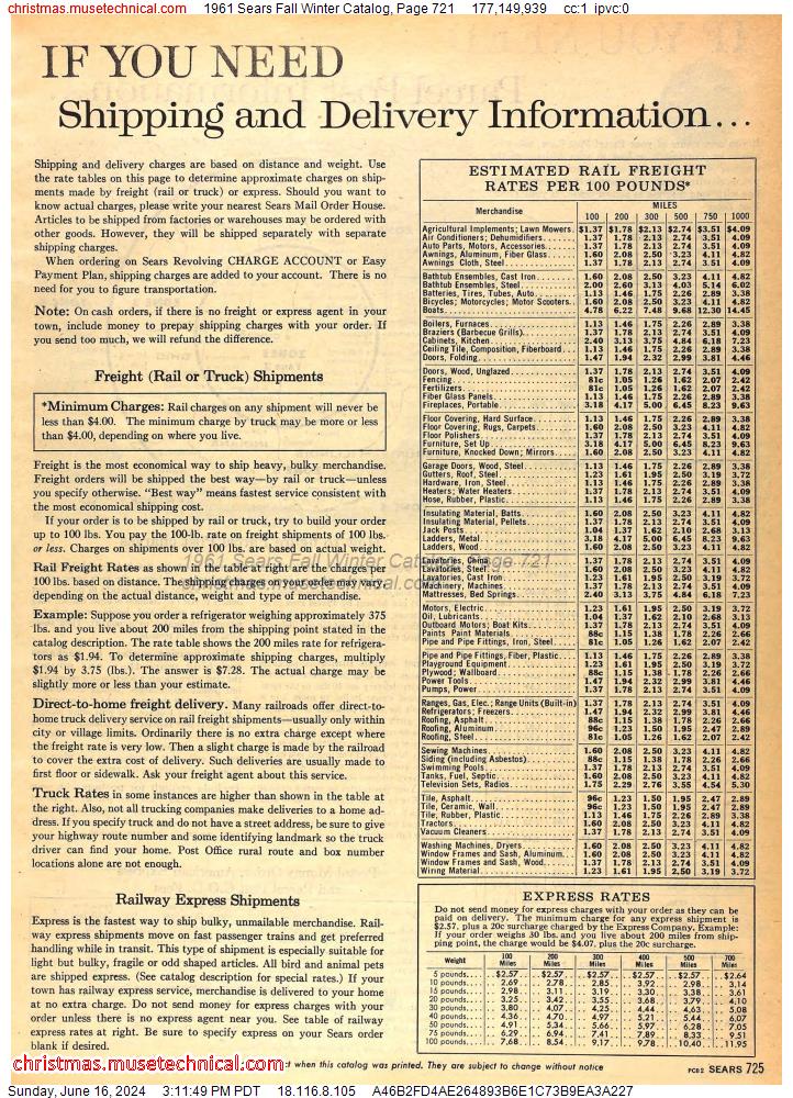 1961 Sears Fall Winter Catalog, Page 721