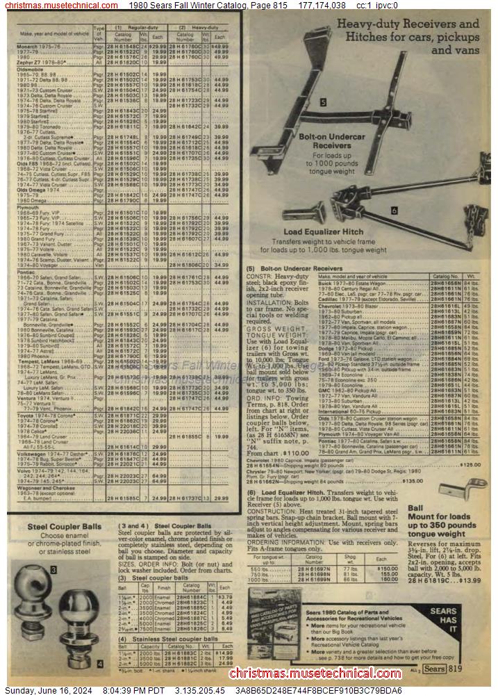 1980 Sears Fall Winter Catalog, Page 815