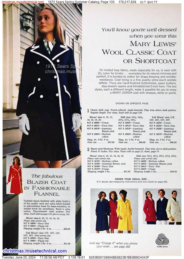 1972 Sears Spring Summer Catalog, Page 135
