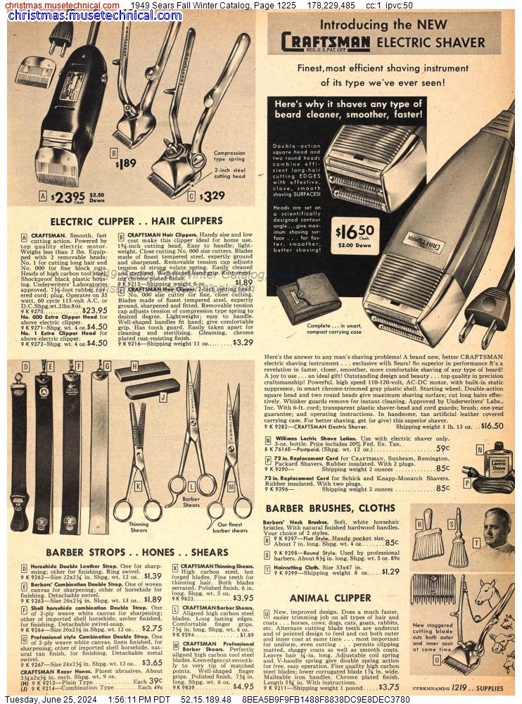 1949 Sears Fall Winter Catalog, Page 1225