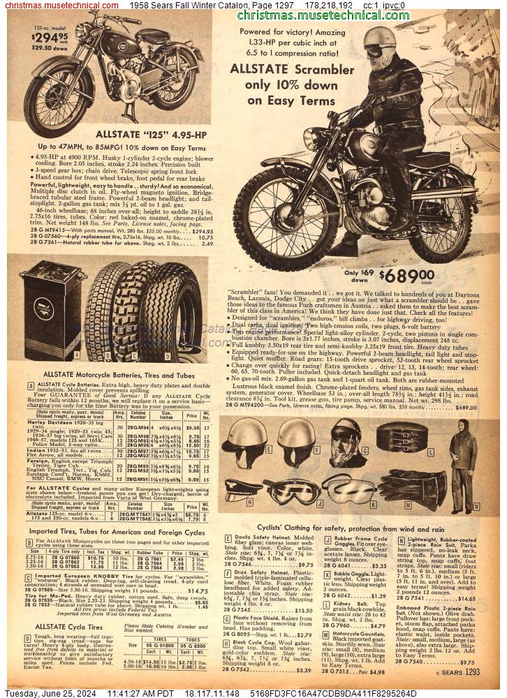 1958 Sears Fall Winter Catalog, Page 1297