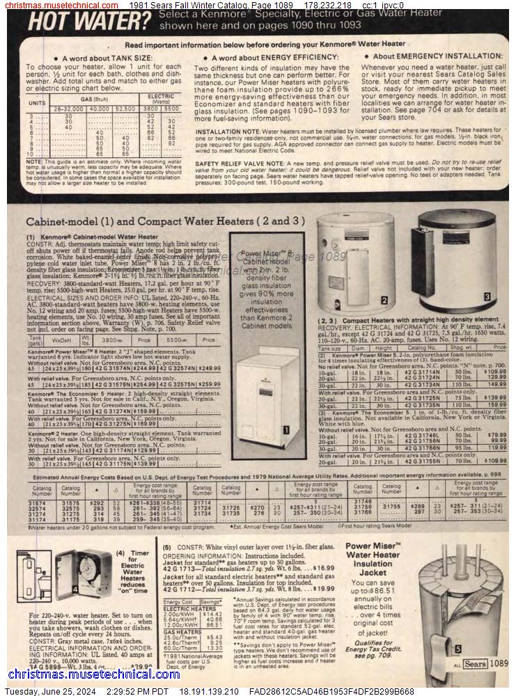 1981 Sears Fall Winter Catalog, Page 1089