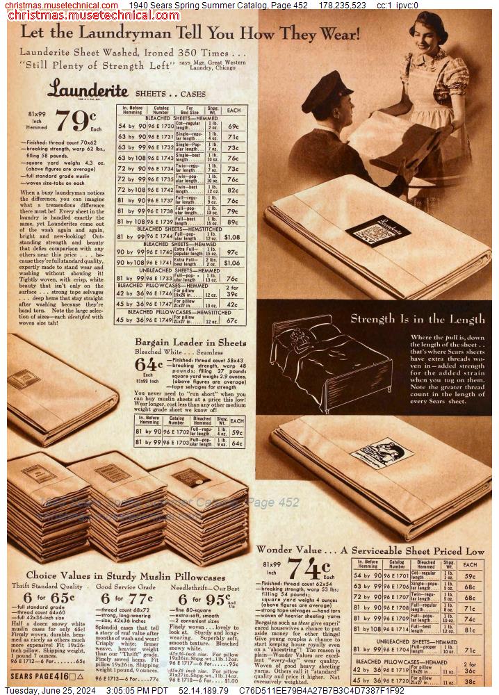 1940 Sears Spring Summer Catalog, Page 452