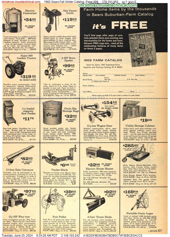 1962 Sears Fall Winter Catalog, Page 886