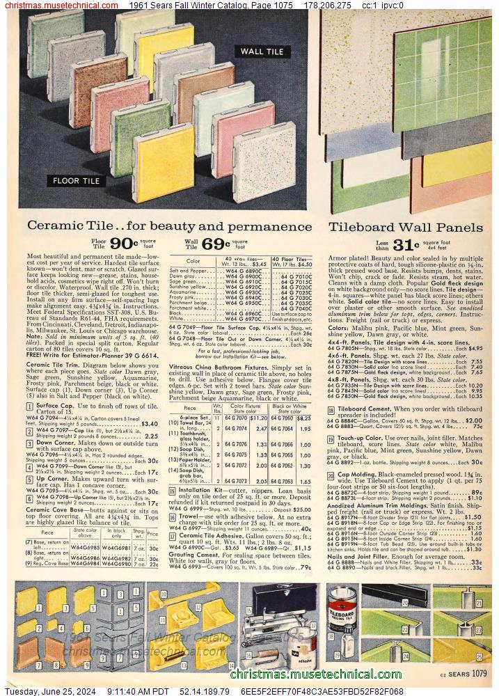 1961 Sears Fall Winter Catalog, Page 1075