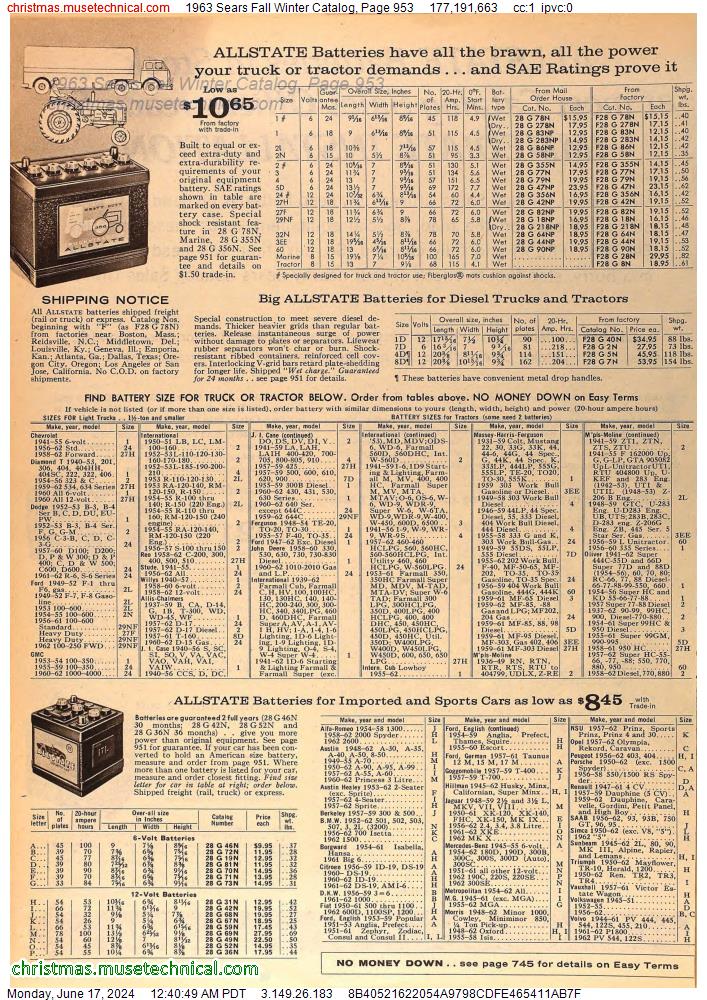 1963 Sears Fall Winter Catalog, Page 953