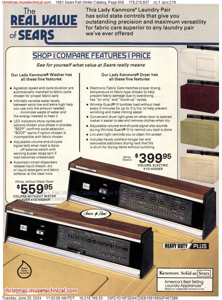 1981 Sears Fall Winter Catalog, Page 858