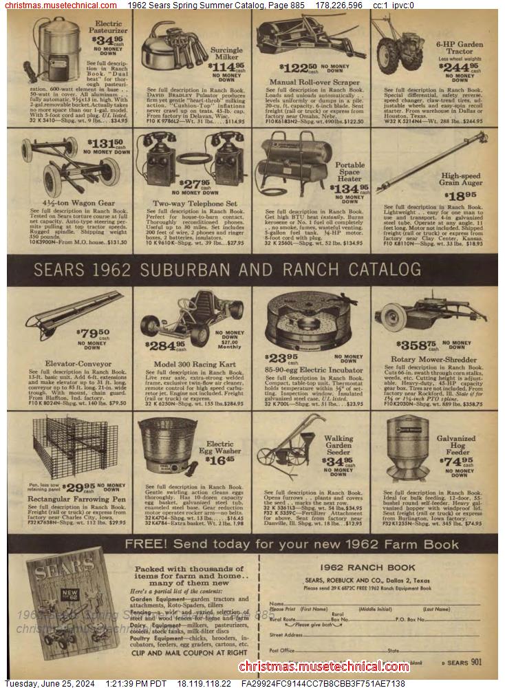 1962 Sears Spring Summer Catalog, Page 885