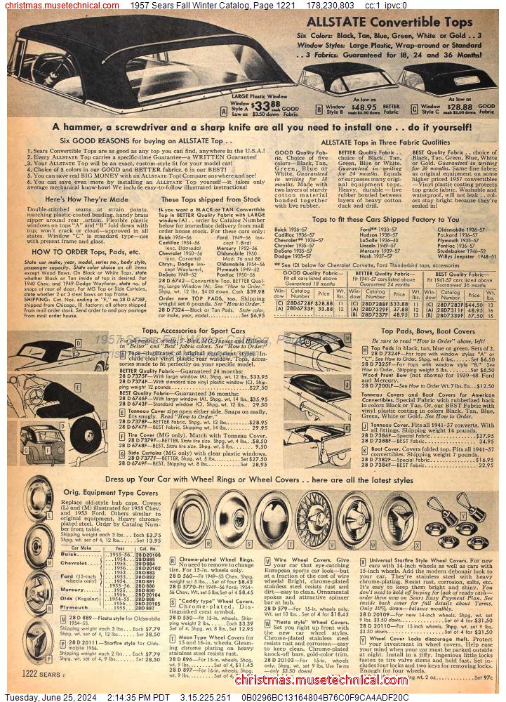1957 Sears Fall Winter Catalog, Page 1221