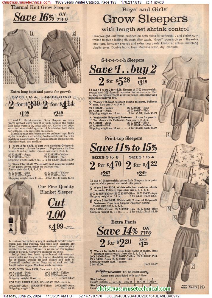 1969 Sears Winter Catalog, Page 193