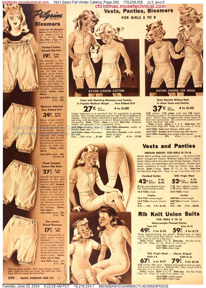 1941 Sears Fall Winter Catalog, Page 289