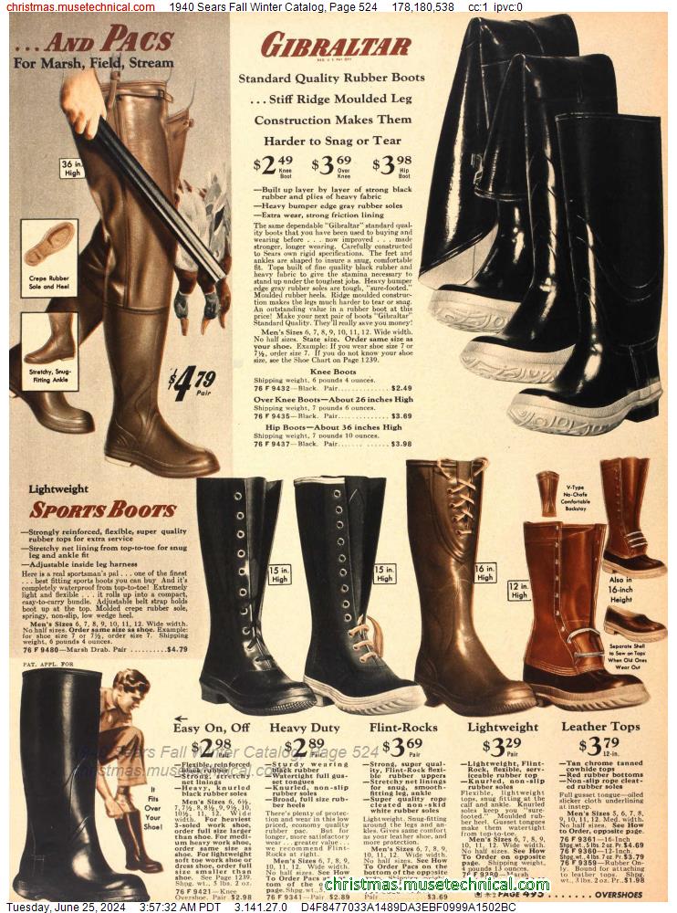 1940 Sears Fall Winter Catalog, Page 524