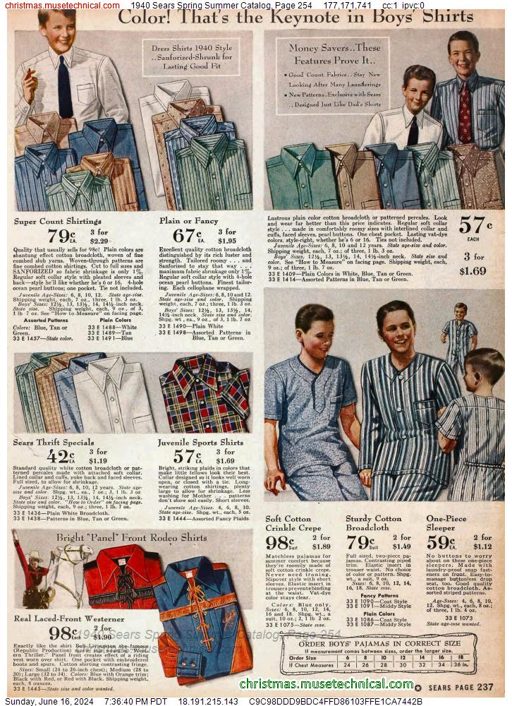 1940 Sears Spring Summer Catalog, Page 254