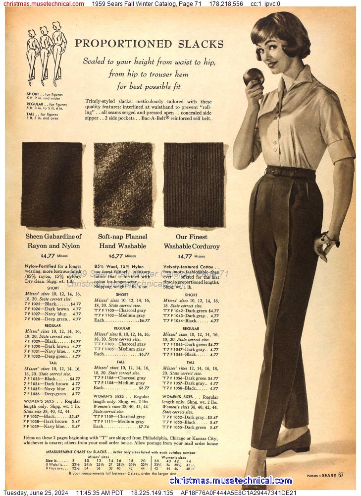 1959 Sears Fall Winter Catalog, Page 71