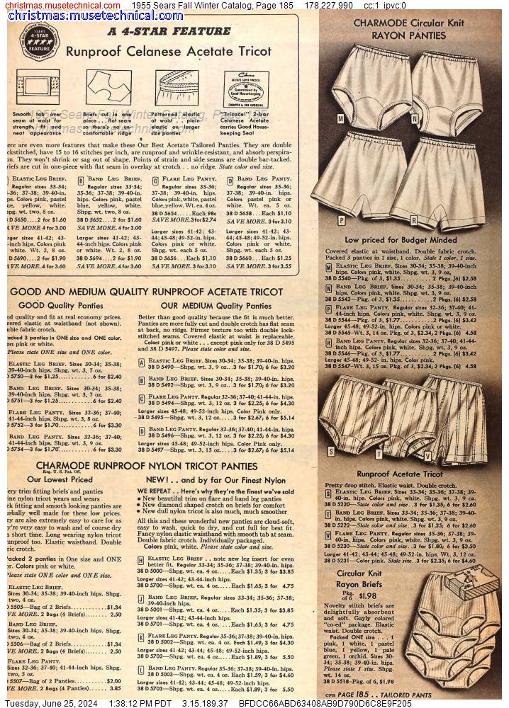 1955 Sears Fall Winter Catalog, Page 185