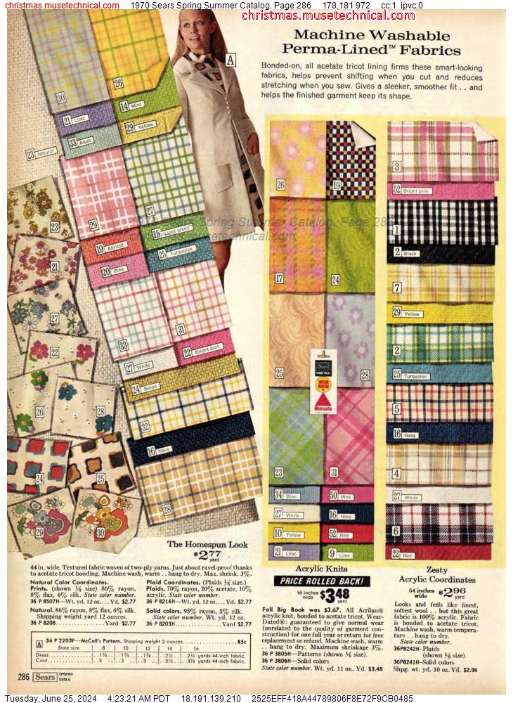 1970 Sears Spring Summer Catalog, Page 286