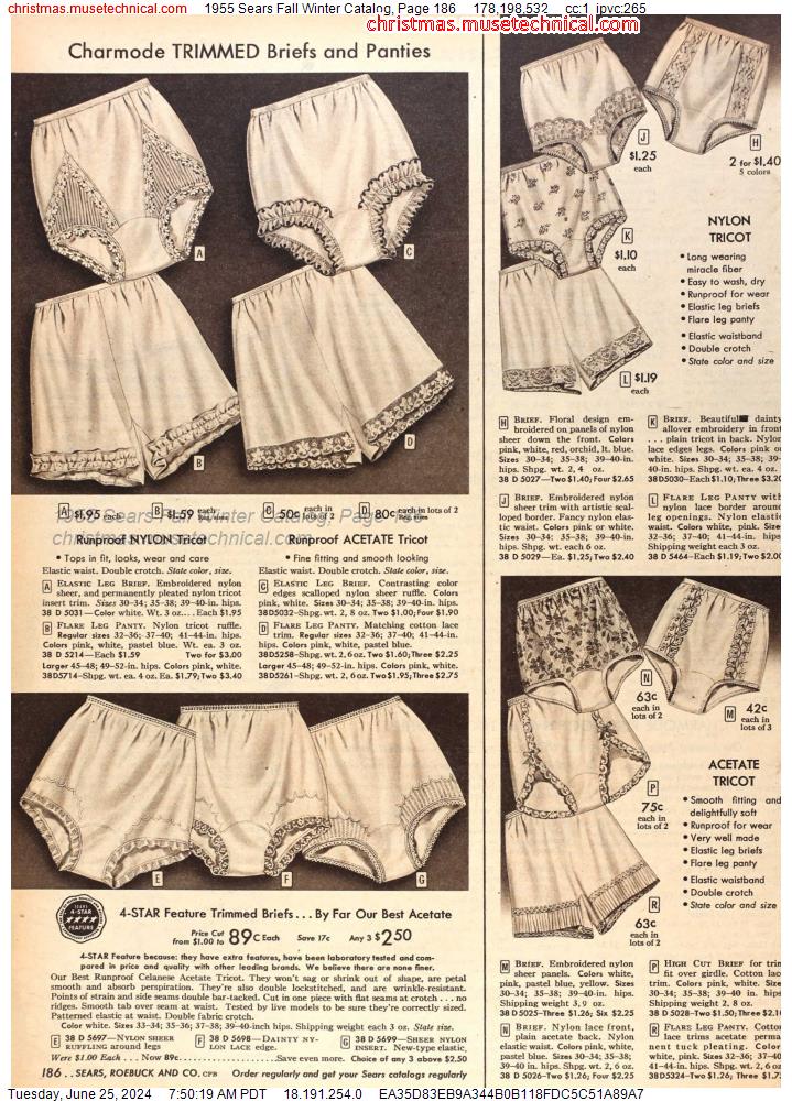 1955 Sears Fall Winter Catalog, Page 186
