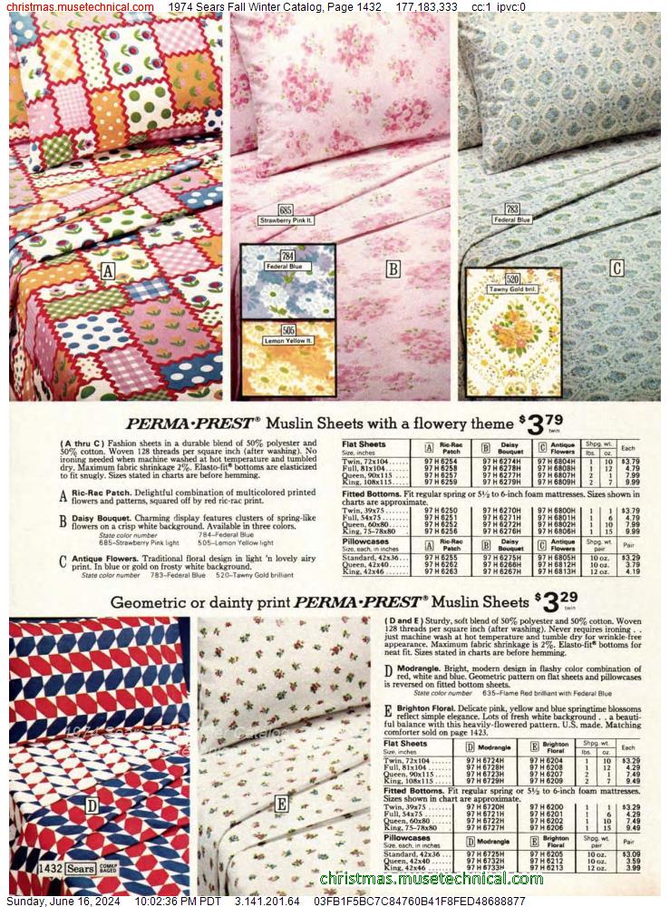 1974 Sears Fall Winter Catalog, Page 1432