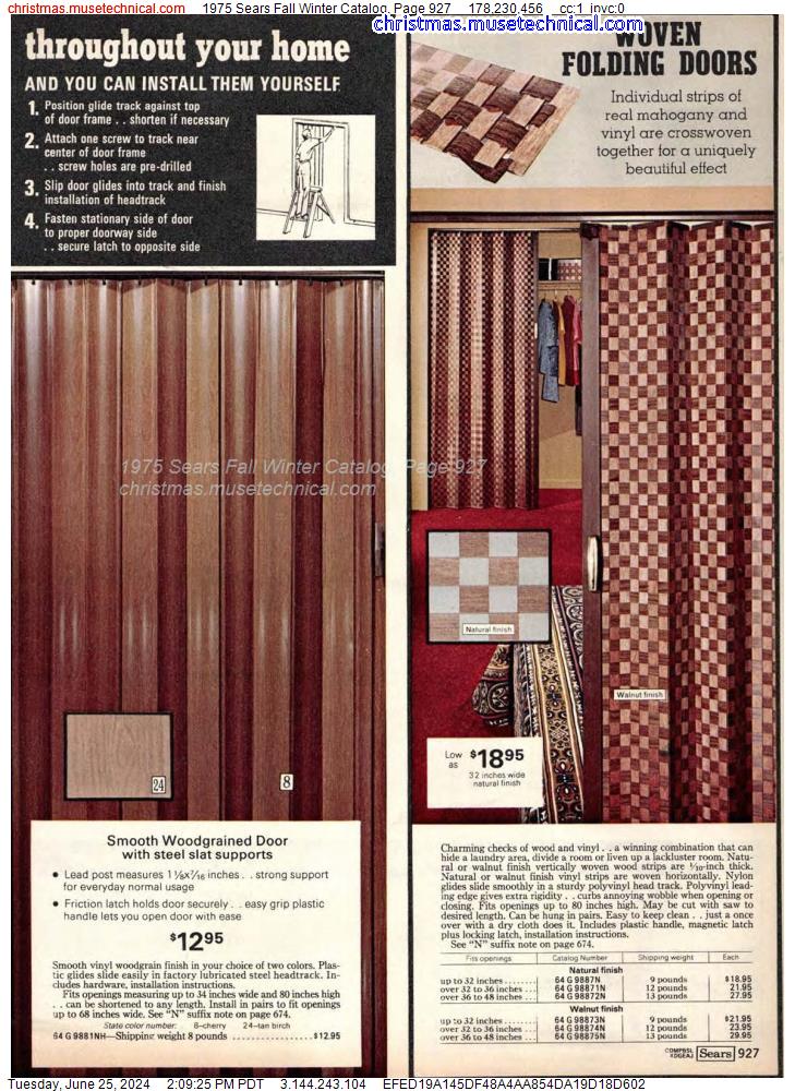 1975 Sears Fall Winter Catalog, Page 927