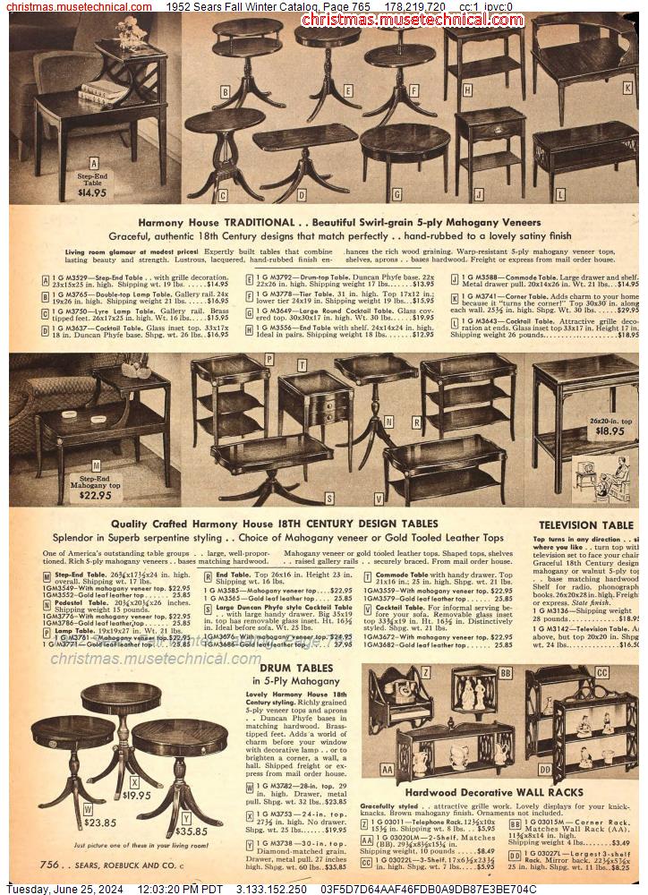 1952 Sears Fall Winter Catalog, Page 765
