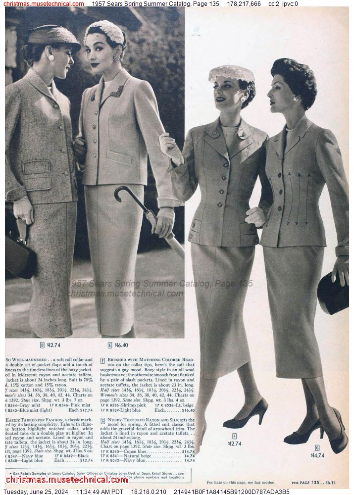 1957 Sears Spring Summer Catalog, Page 135