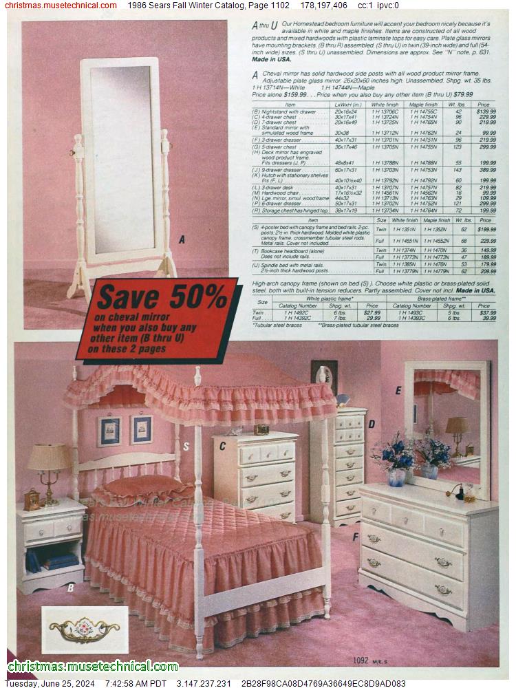 1986 Sears Fall Winter Catalog, Page 1102