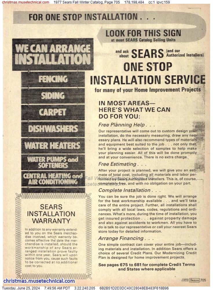 1977 Sears Fall Winter Catalog, Page 705