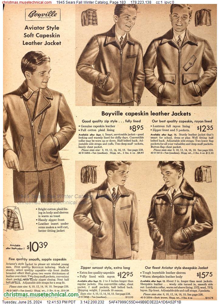 1945 Sears Fall Winter Catalog, Page 183