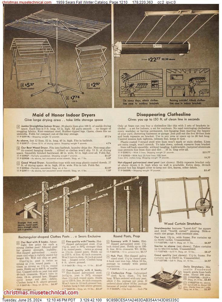 1959 Sears Fall Winter Catalog, Page 1210